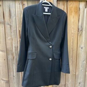 H&M Black Blazer Dress Jacket – Size S (EUR 38) – NEW with Tags